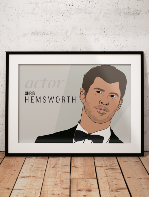 hemmsworth caricature mockup